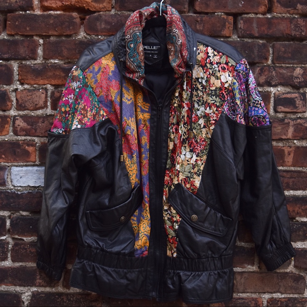PELLE Vintage Patterned Genuine Leather Jacket